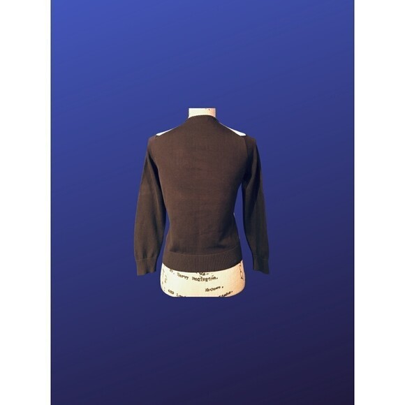 LAND’S END 100% Cotton Cardigan,  BROWN/TAN/WHITE ARGYLE, Size XS/P, NWOT - Picture 2 of 9